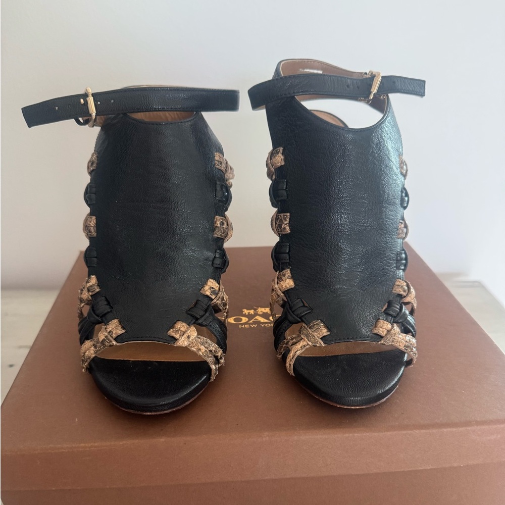 Coach Black and Sand Strappy Heels. Great Condition! - Picture 3 of 6